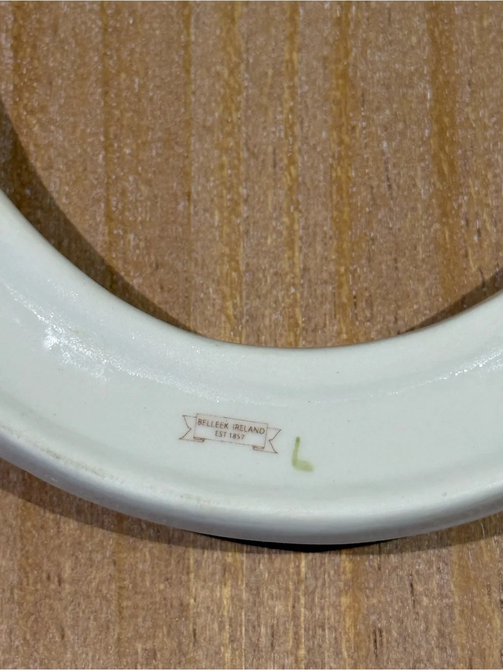 Belleek Good Luck White Ceramic Horseshoe Wall Decor with Green Accents